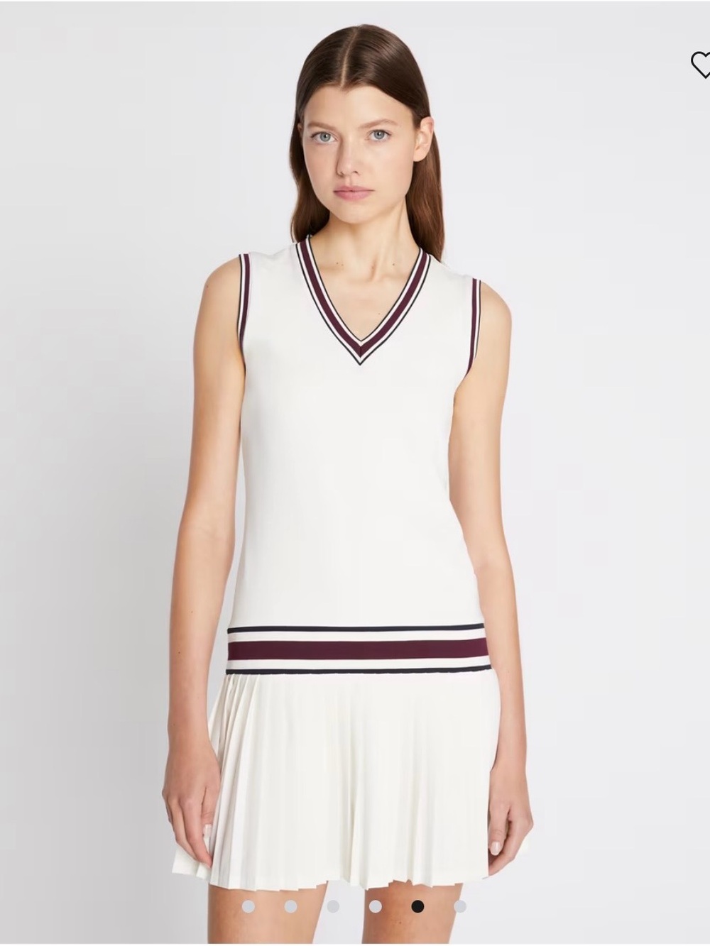 Tory Sport Performance Jersey V-Neck Tennis Dress, Snow White, XS